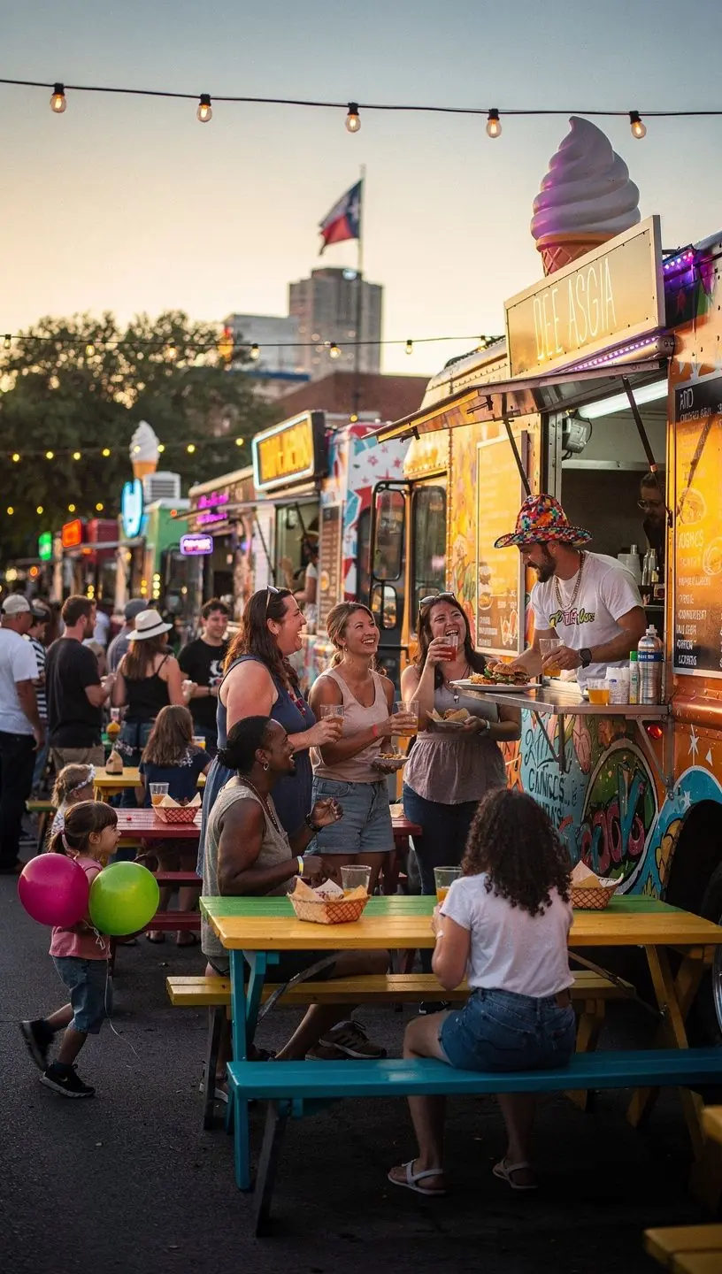 Zachód słońca nad targiem, gdzie sprzedawcy pakują swoje produkty po dniu pracy.