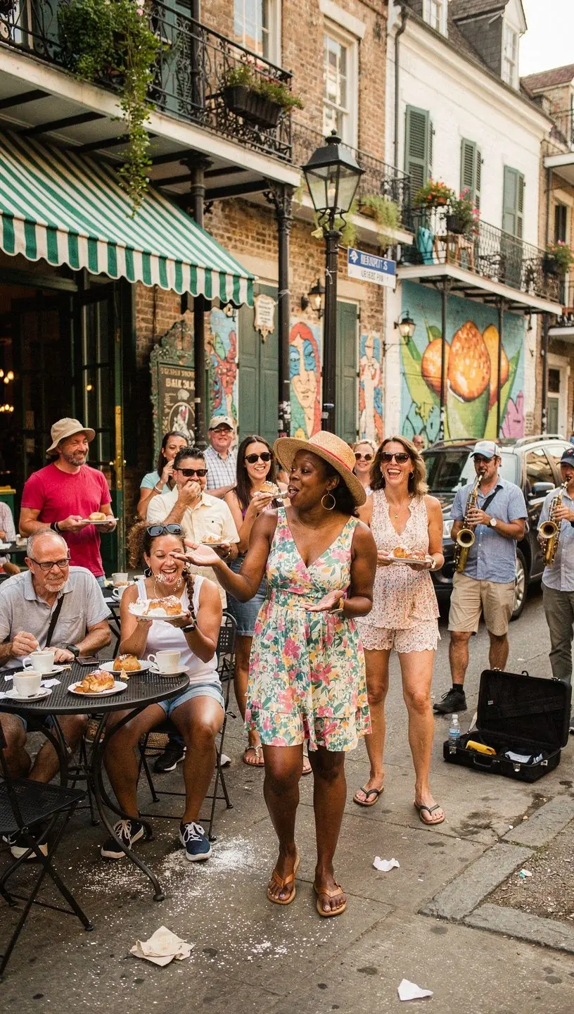 Sprzedawca prezentujący swoje dania na festiwalu kulinarnym.