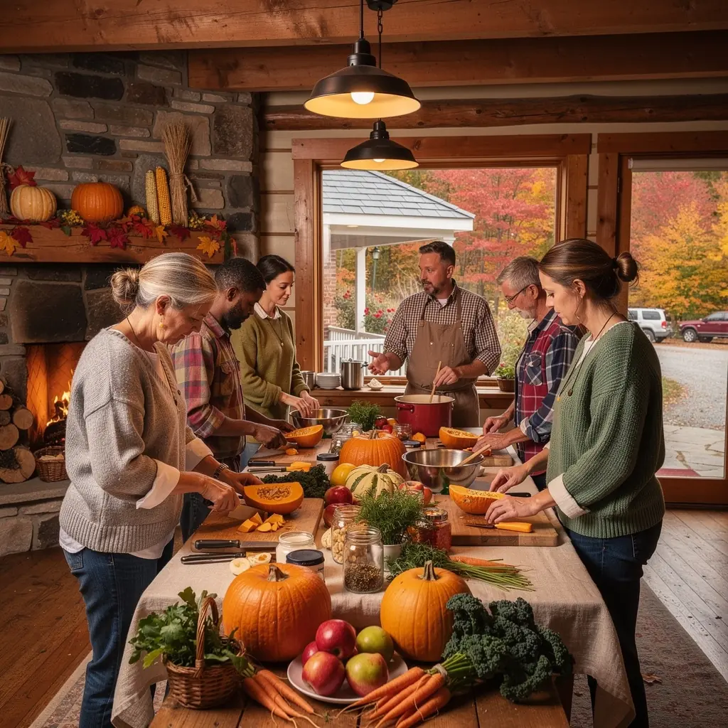 Kolorowy targ z lokalnymi produktami spożywczymi w amerykańskim mieście.